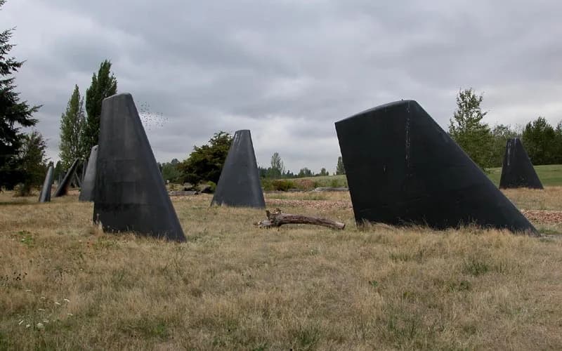 Open meadow and artwork at Magnuson Park, Seattle
