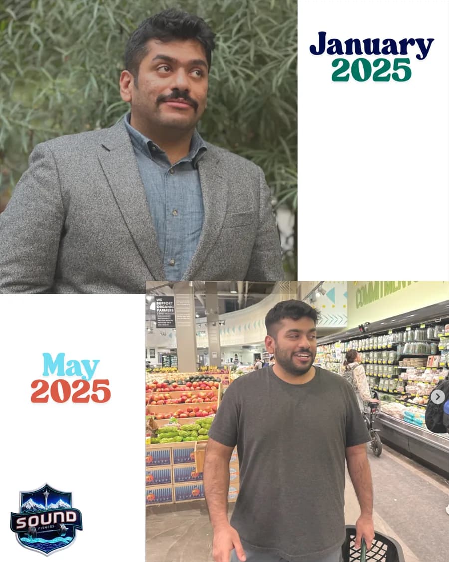 Progress collage for Karan from January 2025 to May 2025